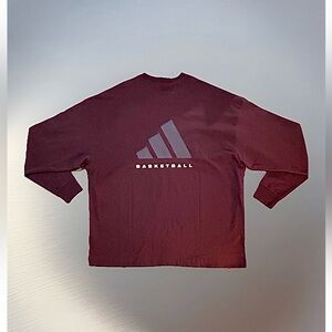 Adidas NWT Men/Unisex Basketball T-Shirt Oversized Long Sleeve Aurora Ruby L/XL